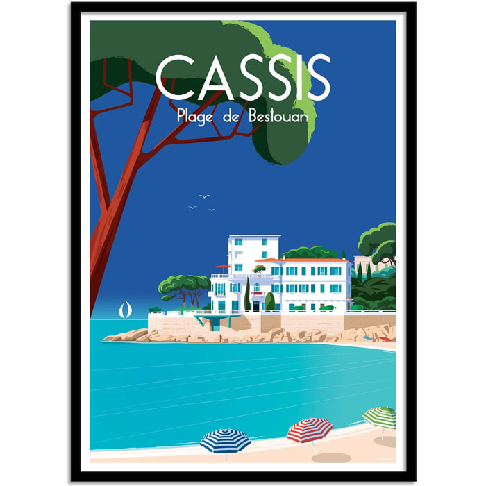 Affiche - Cassis Plage de Bestouan - Raphael Delerue