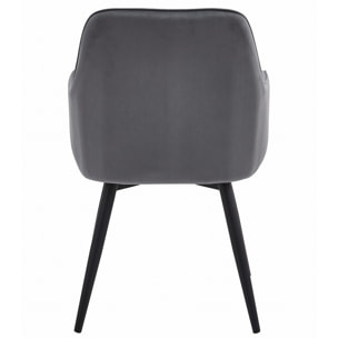 Sedia girevole Nana360 in velluto grigio scuro con gambe nere