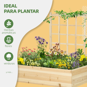 Jardinera de Madera con Enrejado Arriate de Jardín con Celosía Jardinera de Caja para Trepadoras Cultivos Verduras Flores 110x116x120 cm Natural