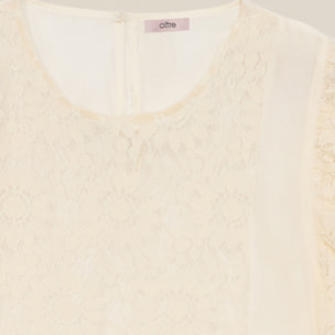 Oltre - Blusa con inserti in pizzo - Bianco