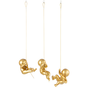 J-Line décoration murale Marcel - polyrésine - or - 3 pcs