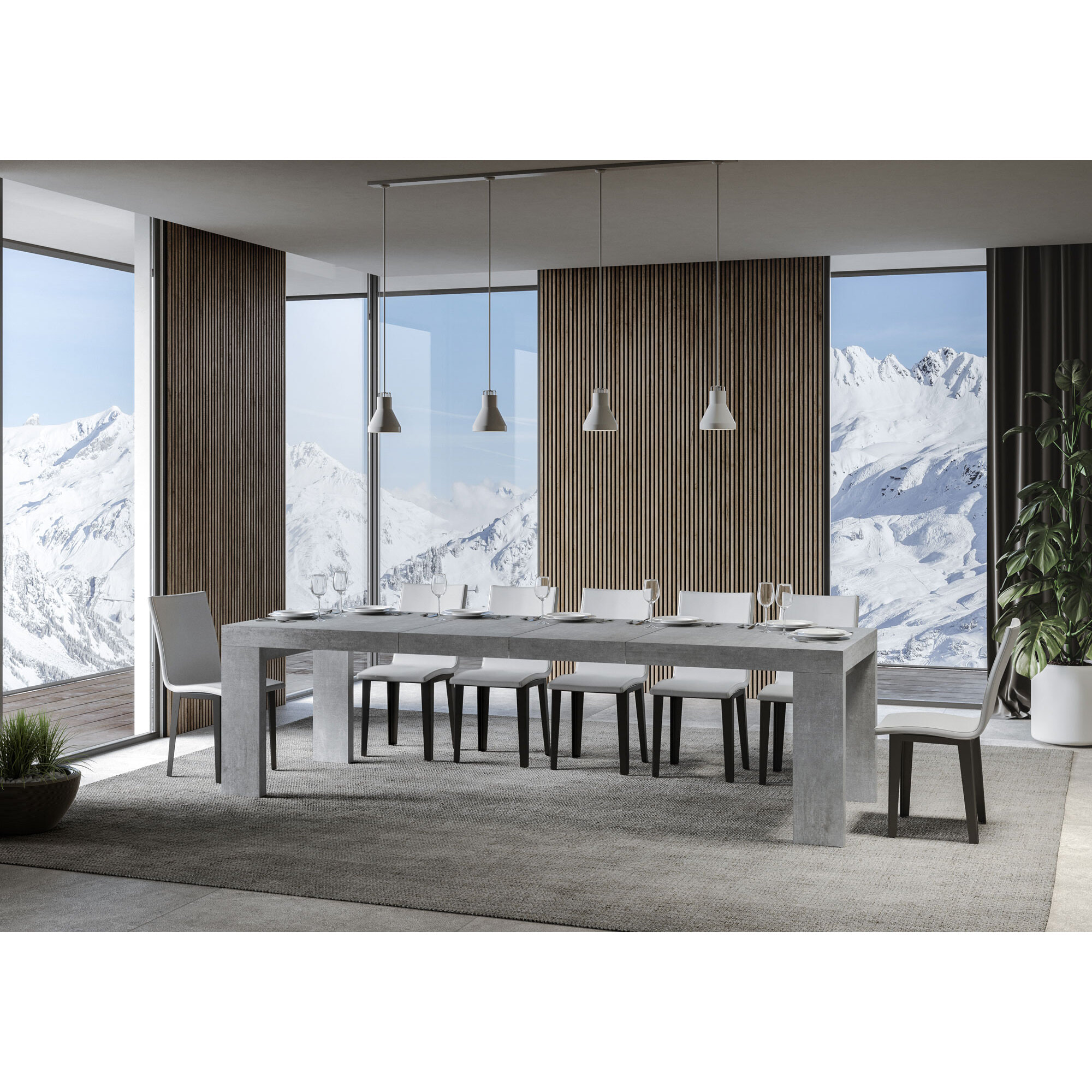 Mesa extensible 90x160/264 cm Roxell Premium Cemento