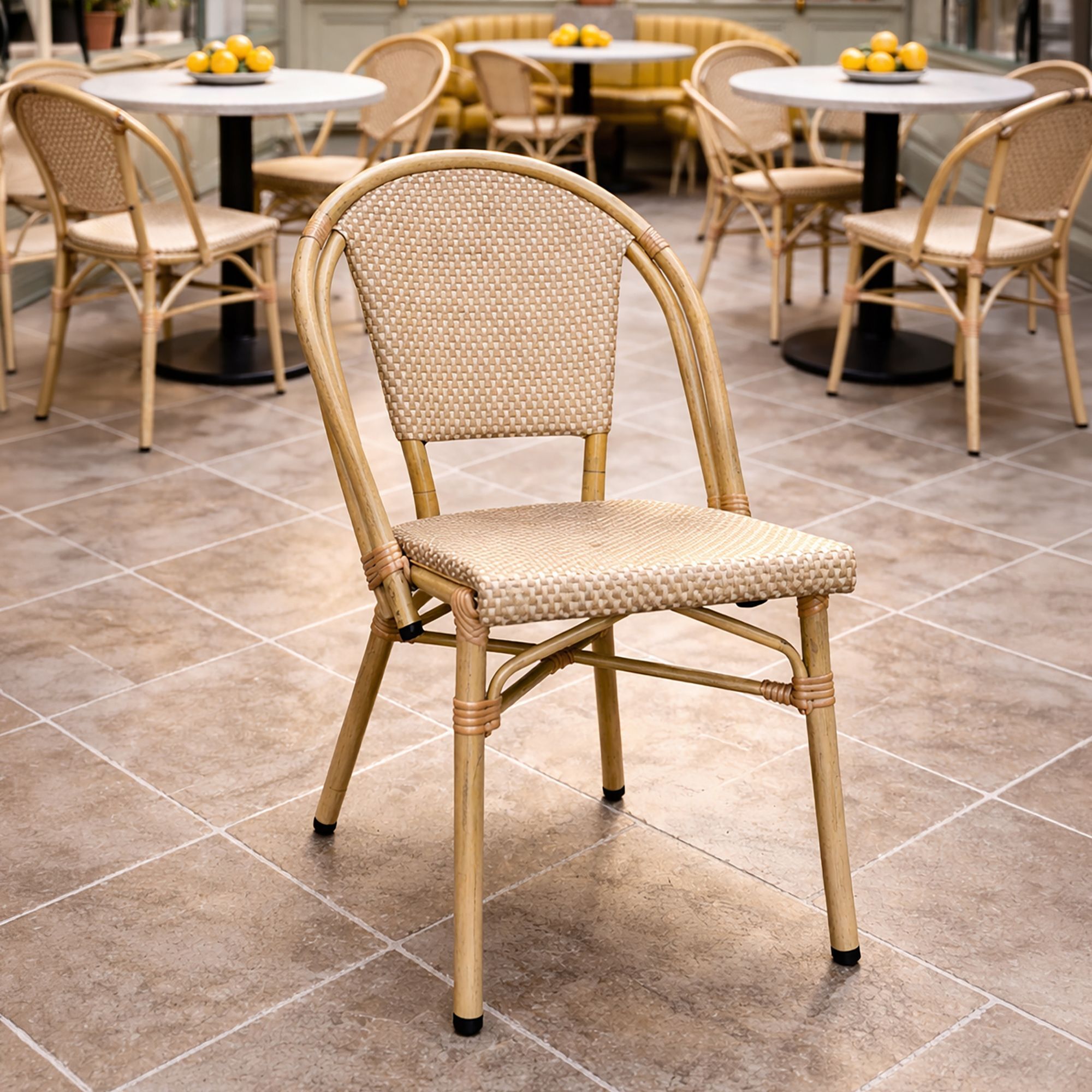 Lot de 2 chaises d'extérieur beige avec structure aluminium AMALFI