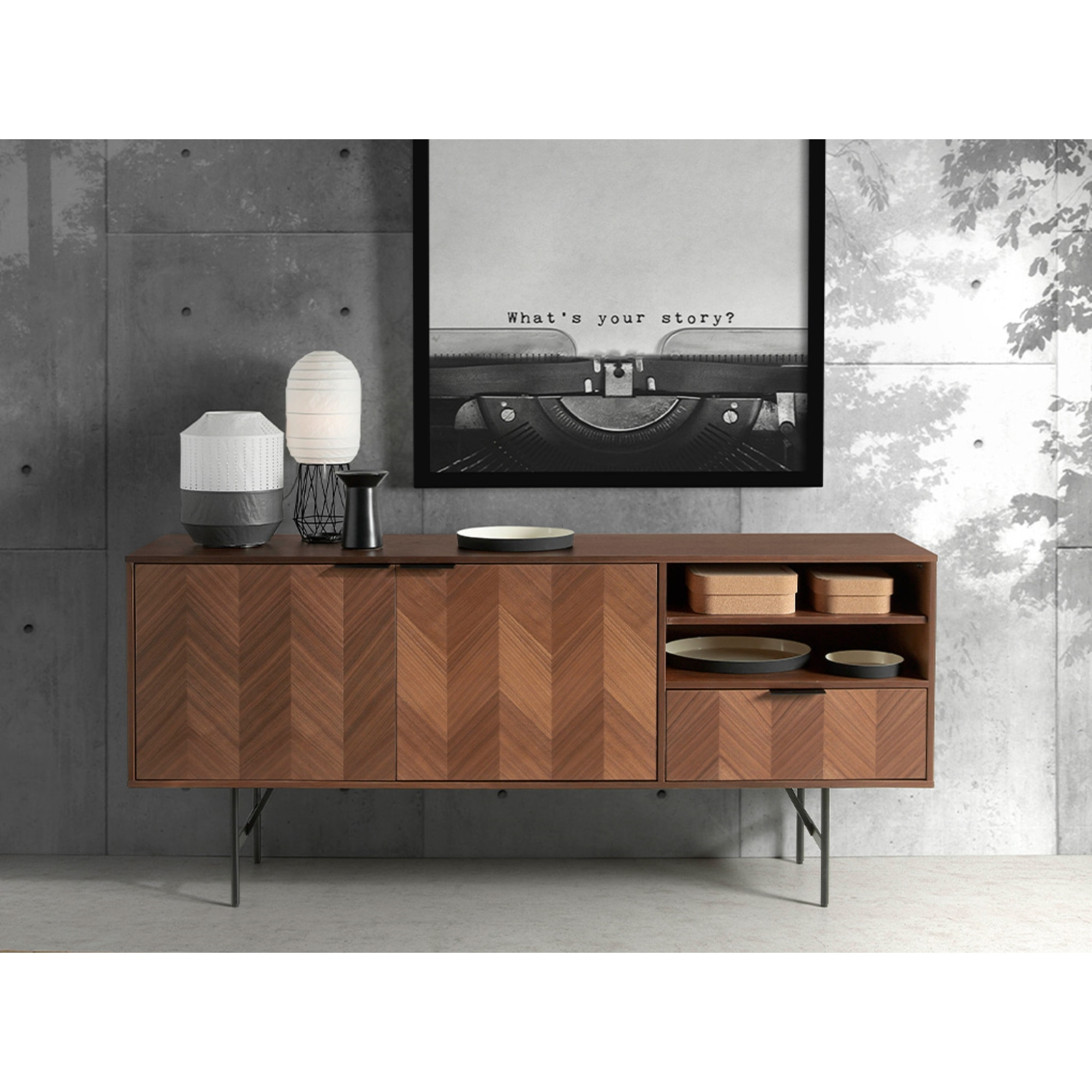 Aparador – Nogal en espiga y negro