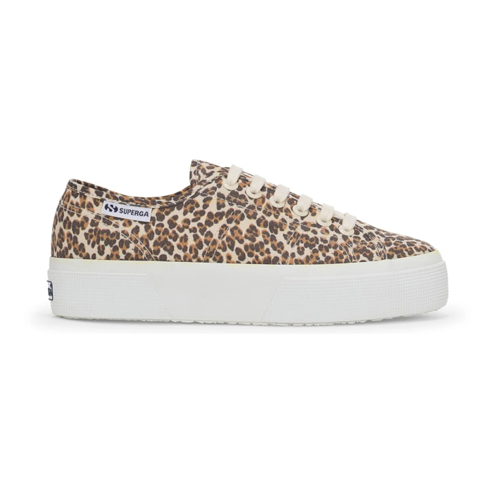 Scarpe da donna Superga Verde 3740 Platform Leopard Print Leggera