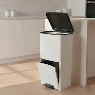 Poubelle pédale tri sélectif PICEA blanc 70L