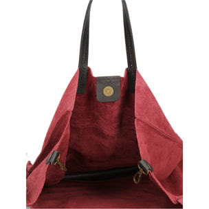 Borsa a mano da donna Made in Italy - Modello Novara Lux - Pelle Scamosciata - 34.5 x 32.0 x 17.0 cm
