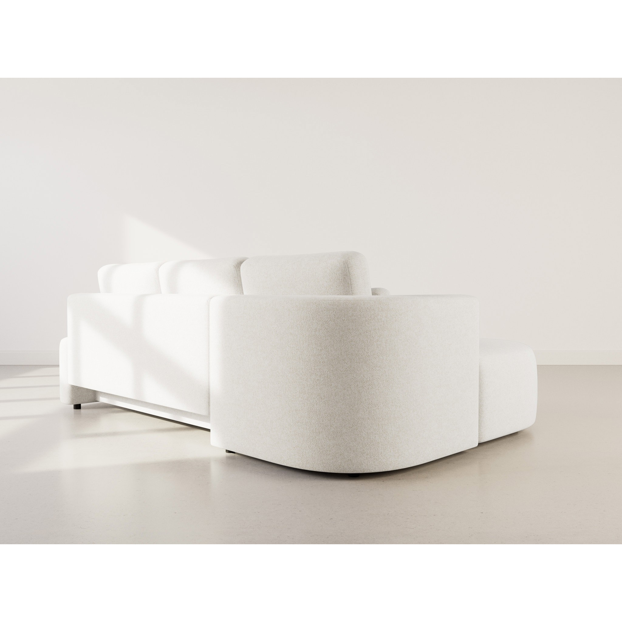 Mahina - canapé d'angle gauche 4 places convertible avec coffre en tissu texturé - Beige