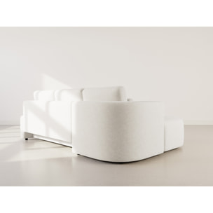 Mahina - canapé d'angle gauche 4 places convertible avec coffre en tissu texturé - Beige