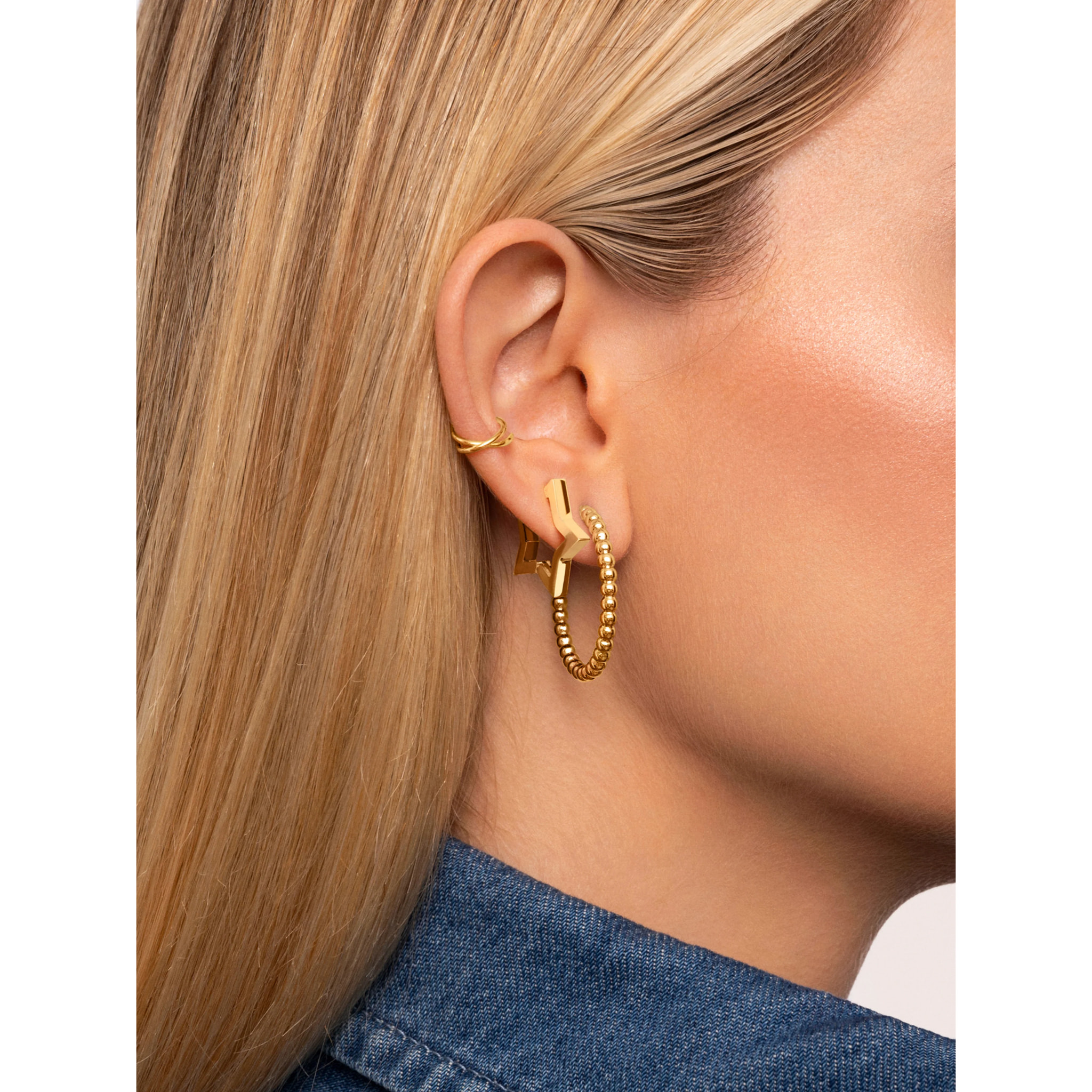 Orecchino Superstar in Acciaio Placcato Oro