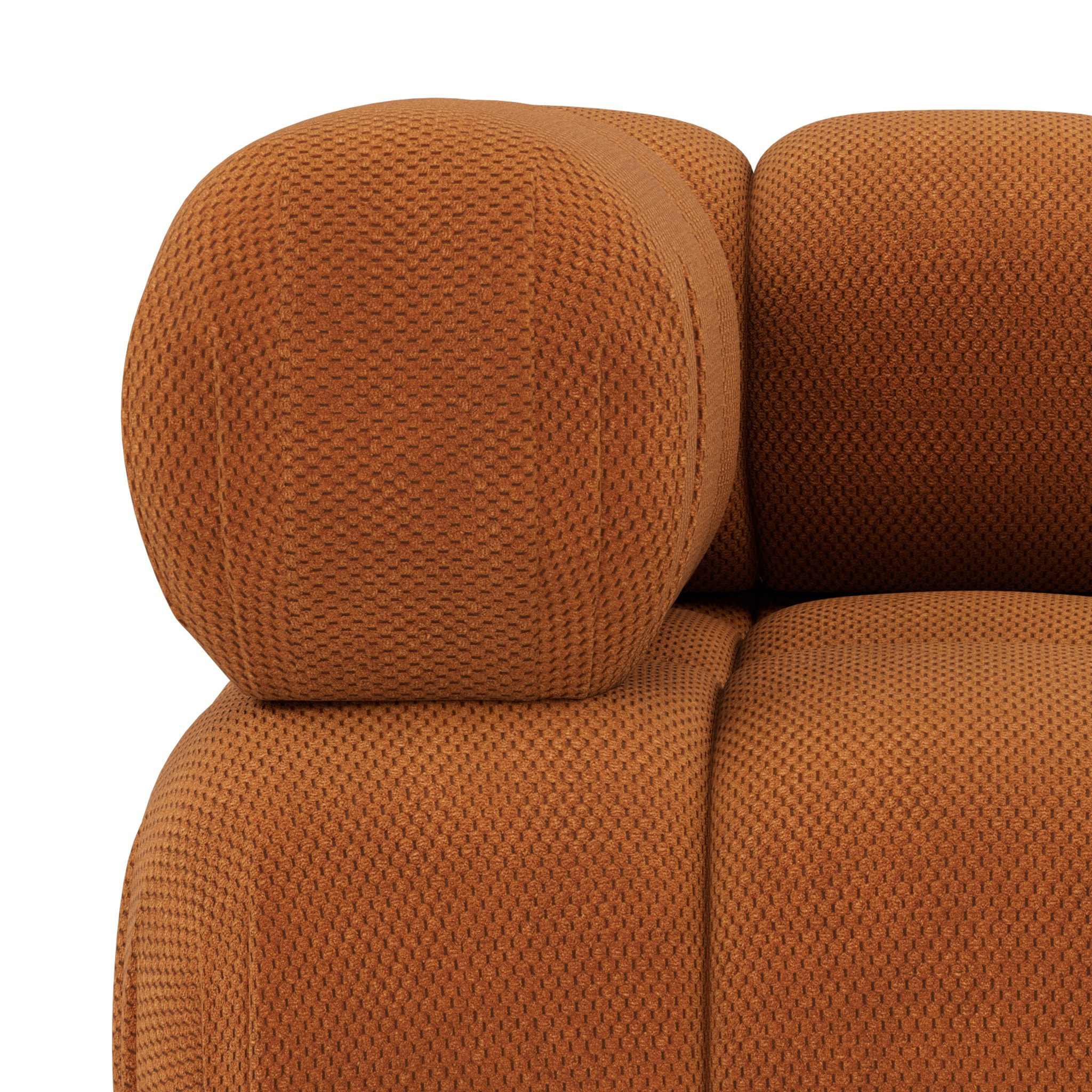 Ruby - module d'assise d'angle gauche en velours texturé - Terracotta
