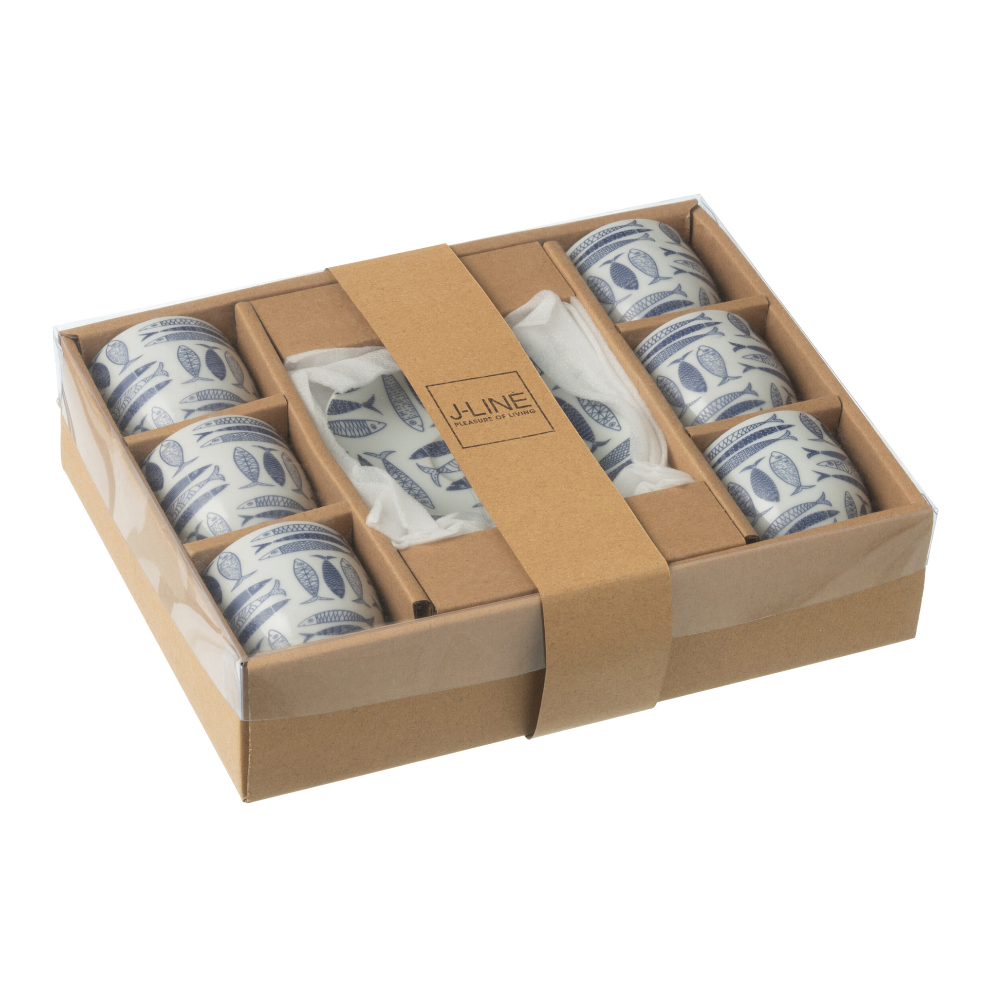 J-Line sous-tasse Poisson - céramique - bleu foncé - boîte de 6