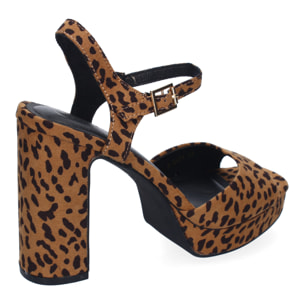 Sandalia de Tacon Alto para Mujer, Comodo, Estampado Animal Print