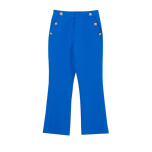 Pantaloni cropped flare bottoni oro