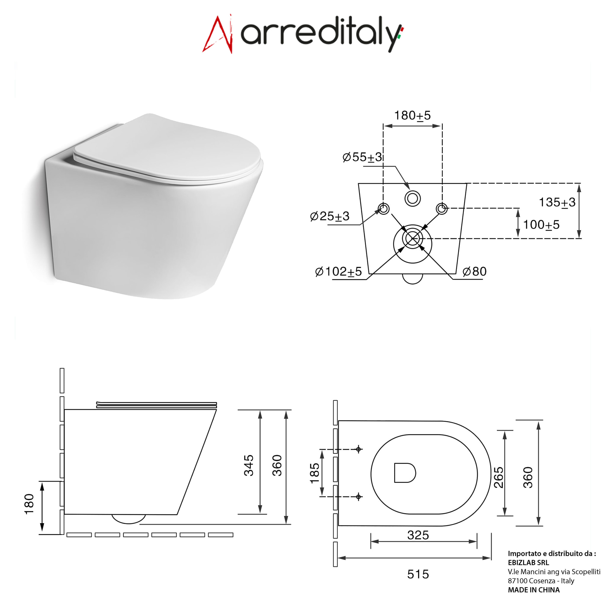 Coppia Sanitari Sospesi Vaso WC Rimless Con Tornado Flush E Bidet Sospeso Moderno Tondo In Ceramica Con Copriwater Chiusura Soft Close Bianco Lucido