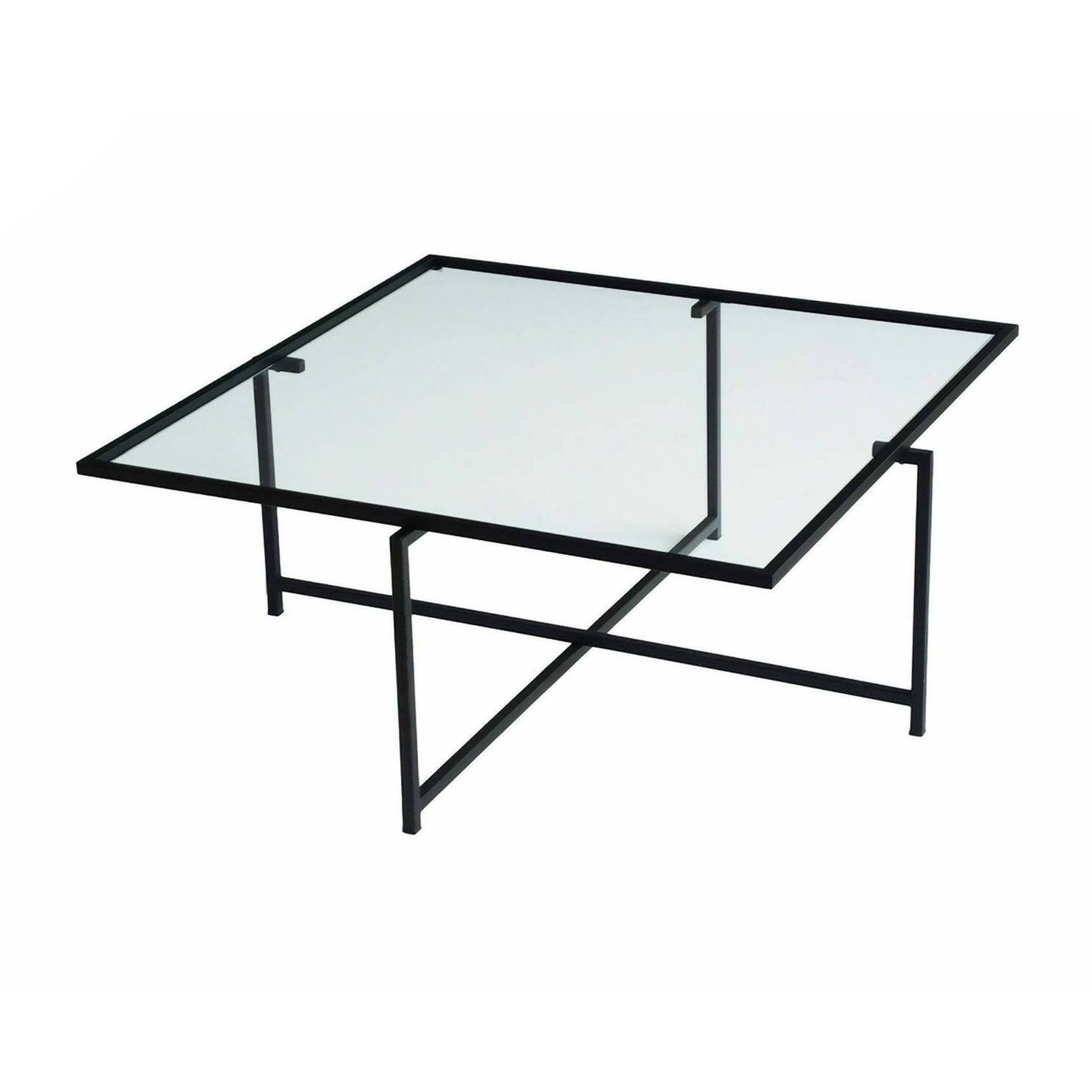 Tavolino da salotto Mascate, Tavolo basso da caffè, Portariviste per divano, Ripiano da soggiorno, 85x85h35 cm, Nero