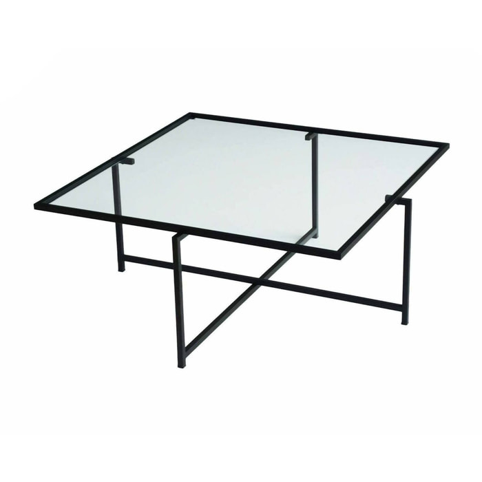 Tavolino da salotto Mascate, Tavolo basso da caffè, Portariviste per divano, Ripiano da soggiorno, 85x85h35 cm, Nero