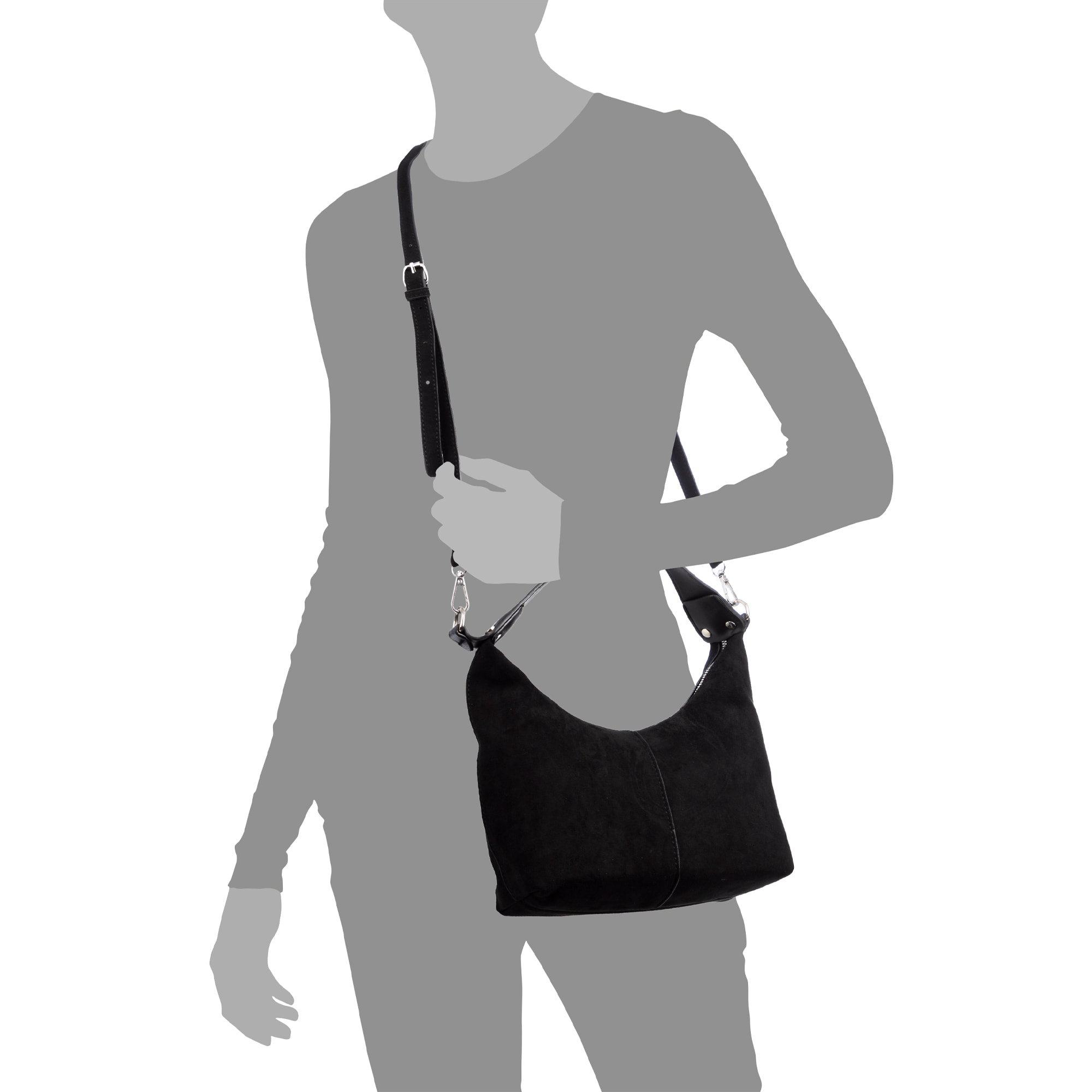 Atina bolso bandolera de piel auténtica gamuza.