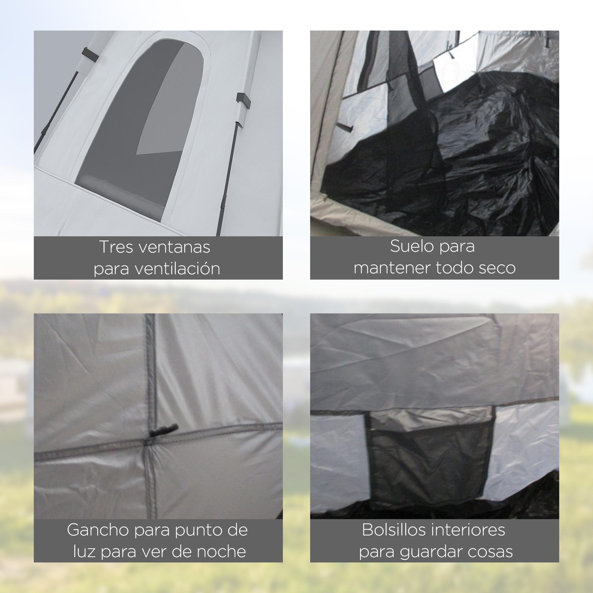 Tienda de Campaña Pop up para 2-3 Personas Tienda Camping Instantánea Impermeable PU2000 mm Protección UV50+ con Bolsa de Trasporte 210x210x150 cm Plata