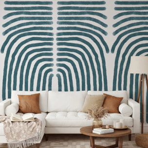 Carta da Parati Boho Astratta Blu e Bianca