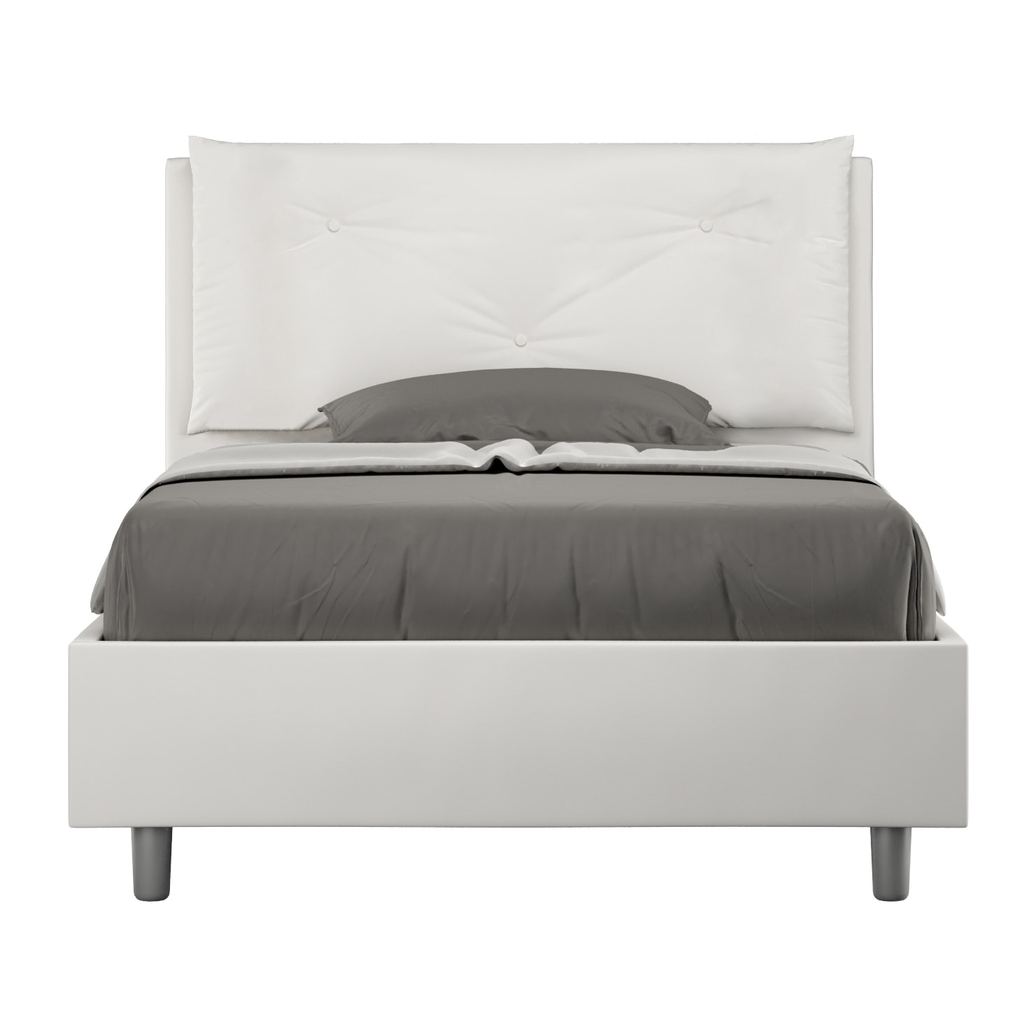 Letto una piazza e mezza contenitore imbottito 120x200 similpelle bianco Appia Large