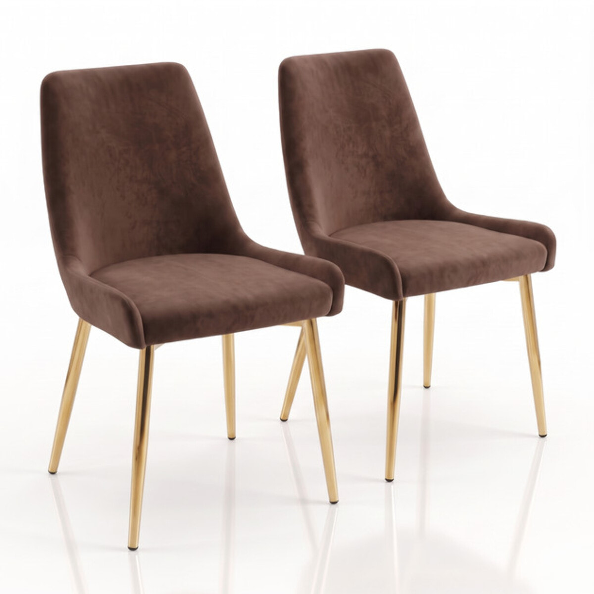Sedia Imbottita in Effetto Velluto con Gambe Oro, Design Moderno ed Elegante per Sala da Pranzo, Cucina, Soggiorno, Studio e Ufficio
