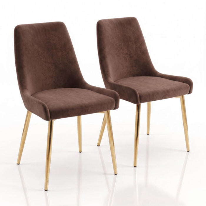 Sedia Imbottita in Effetto Velluto con Gambe Oro, Design Moderno ed Elegante per Sala da Pranzo, Cucina, Soggiorno, Studio e Ufficio