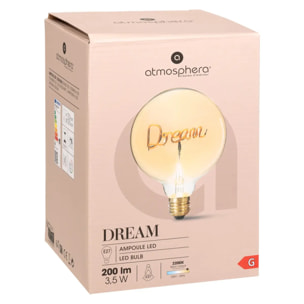 Ampoule LED mot "Dream" ambrée E27