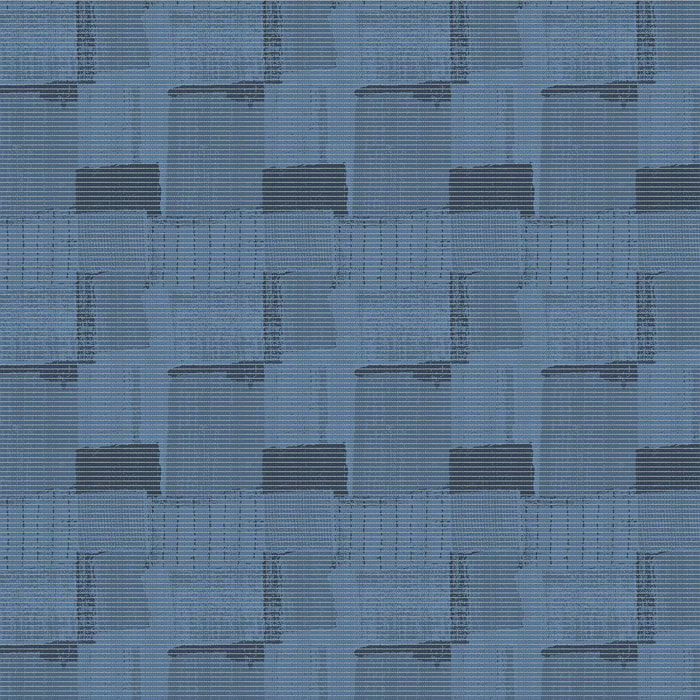 Nappe pur coton lavé motif jacquard bleu Denim indigo