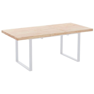 Mesa de comedor extensible Natural Roble salvaje - Blanco