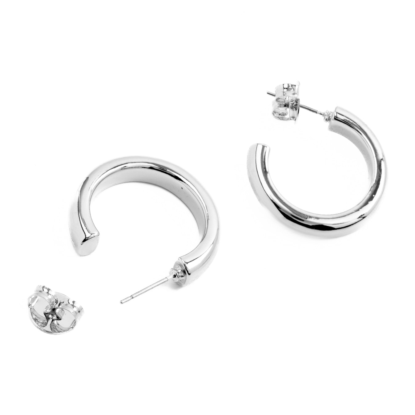 Pendientes de 25mm de diámetro acabados en rodio