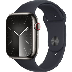 Montre connectée APPLE WATCH Serie 9 Cellular 45mm Acier/Graphite Minuit M/L