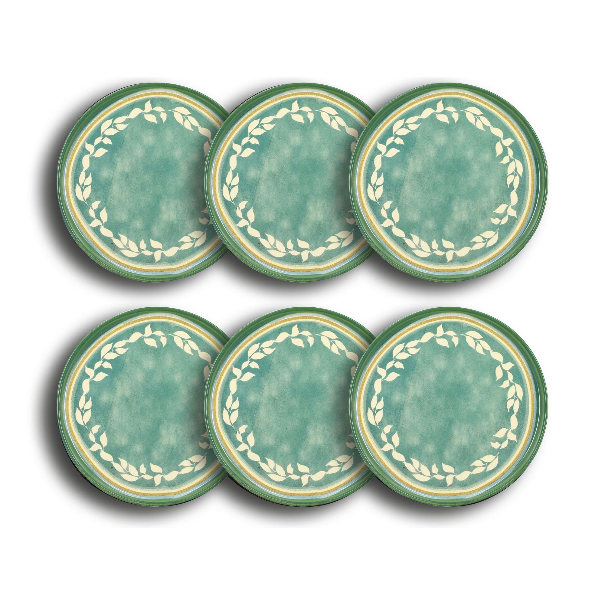 Lot de 6 assiettes à dessert en faïence verte 21cm CAPRIA