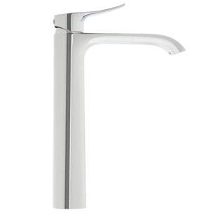 set mitigeur lavabo haut + mitigeur cuisine avec douchette extractible et bras pivotant, chrome (SATINFBSD285)