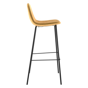 Lot de 2 chaises de bar en velours jaune 75 cm - Henrik
