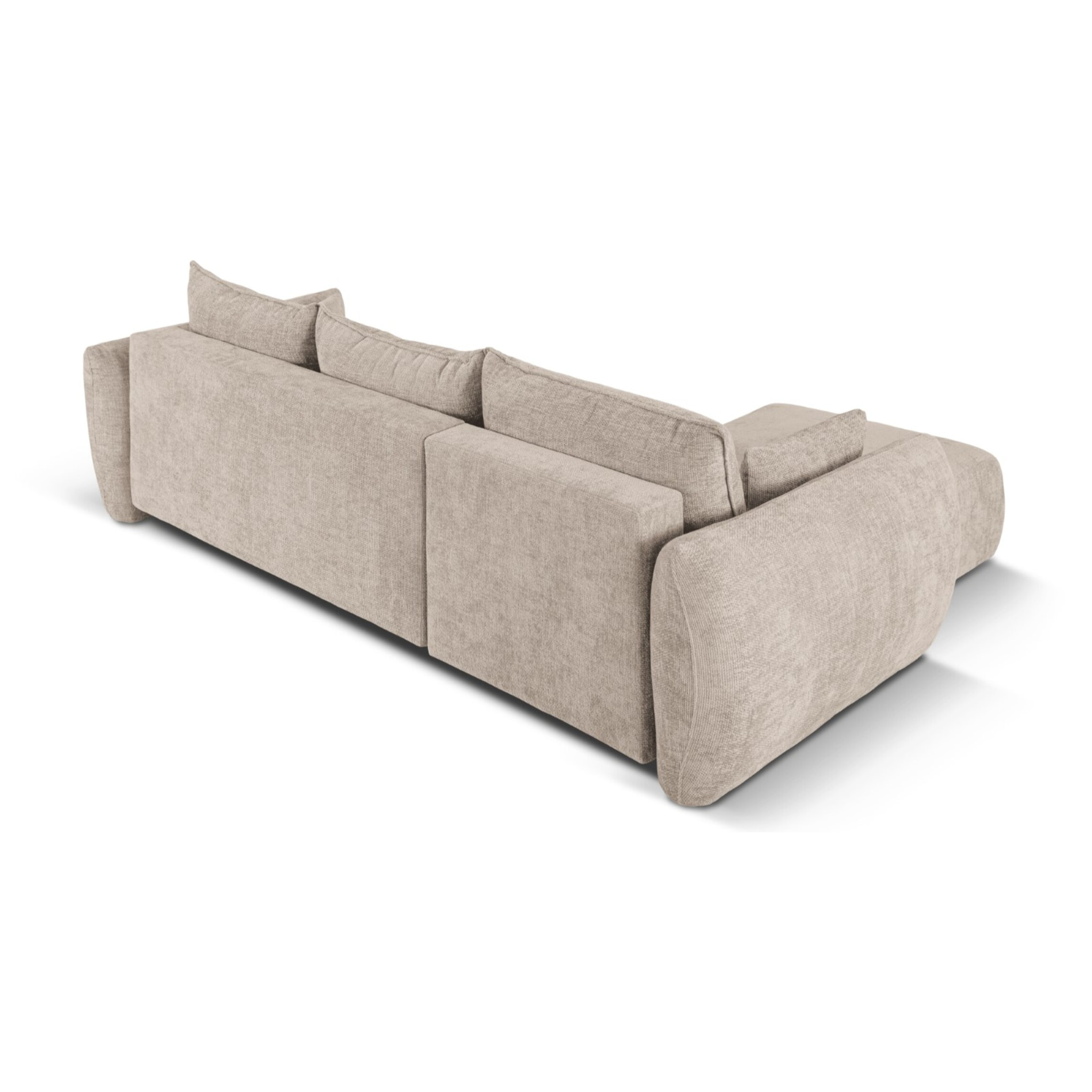 Canapé d'angle gauche convertible avec coffre de rangement "Matera" 4 places en chenille beige
