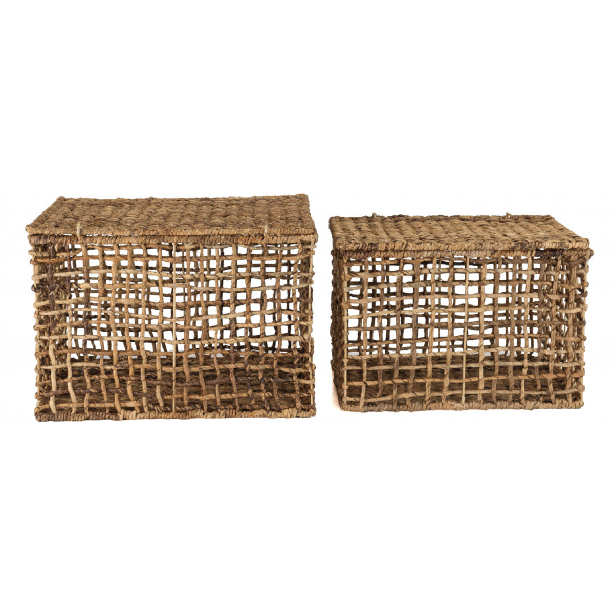 ALIDA - Set de 2 paniers de rangement en tissage naturel ajouré