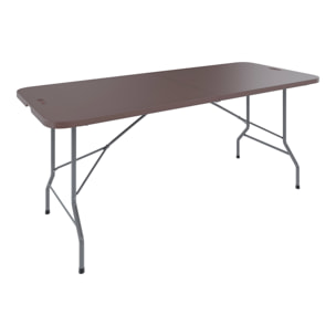 Tavolo Tavolino Pieghevole In Dura Resina Set Birreria Facile Trasporto Con Maniglie Giardino Campeggio Terrazzo Fiere Sagre 180x74x74 cm Marrone