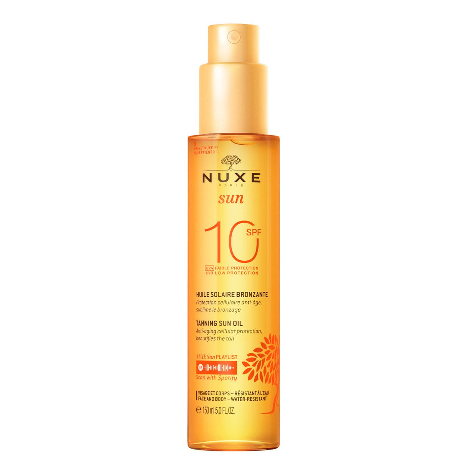Nuxe Sun  - Huile solaire bronzante faible protection SPF10  - Tous types de peaux - 150ml