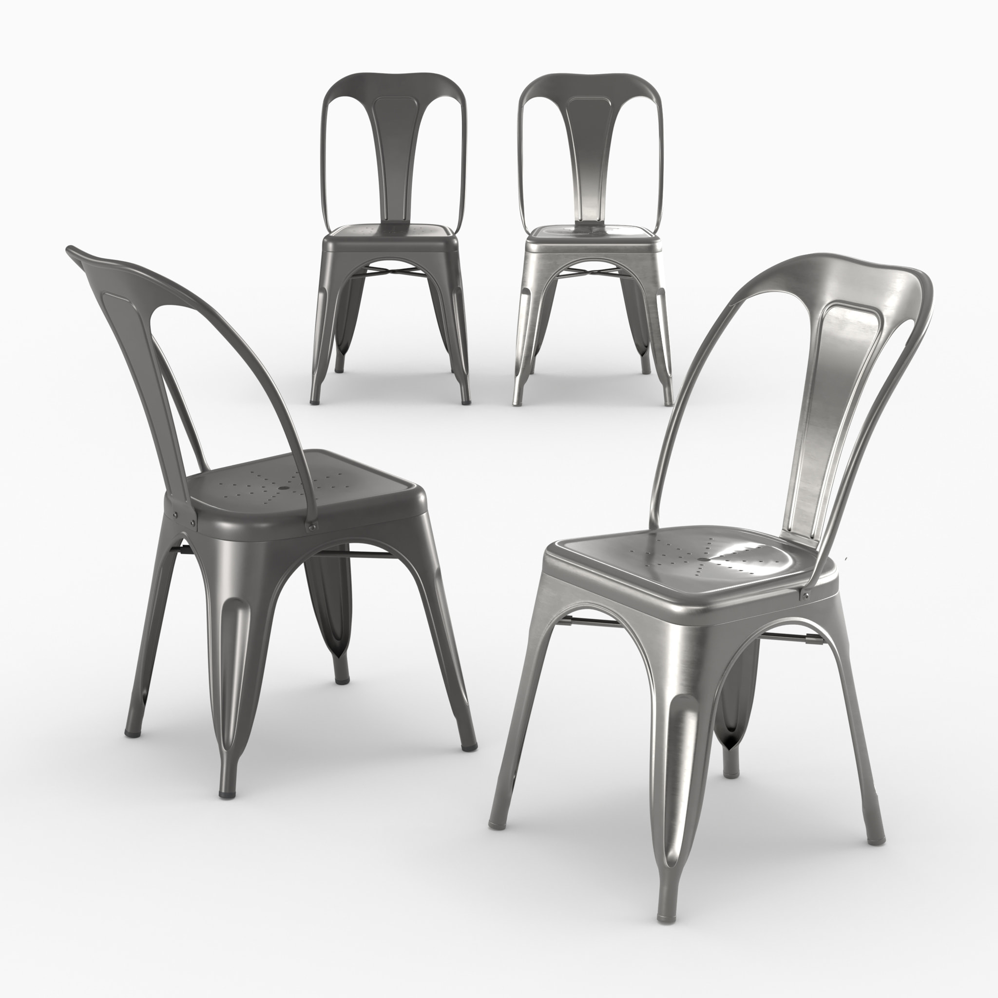 Pack 4 chaises en métal gris - Indus