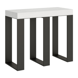 Consolle allungabile 90x40/196 cm Sintesi Small Bianco Frassino telaio Antracite.