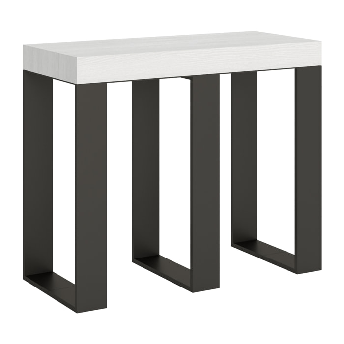 Consolle allungabile 90x40/196 cm Sintesi Small Bianco Frassino telaio Antracite.
