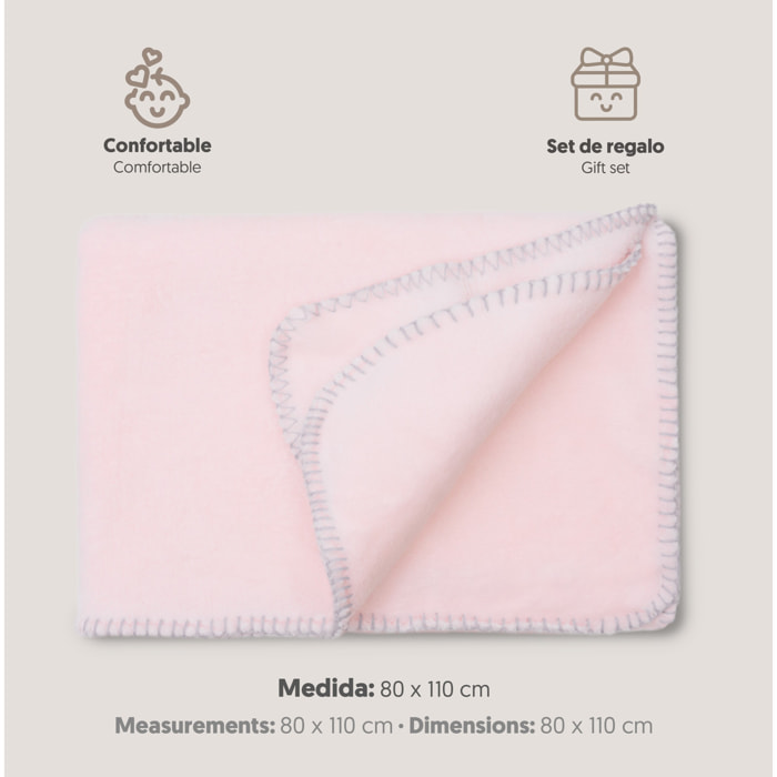 Manta Bordada Oso Lazo Rosa