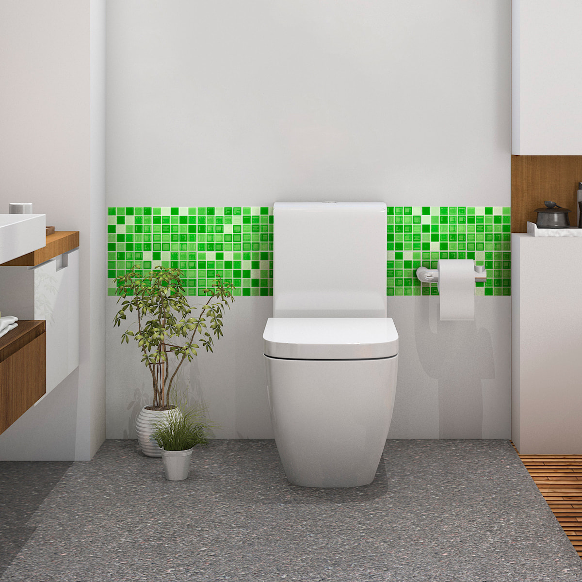 Stickers muraux - Sticker Mural Carrelage adhésif Cuisine Salle de Bain - 9 STICKERS CARREAUX DE CIMENT MOSAÏQUES NUANCE DE VERT