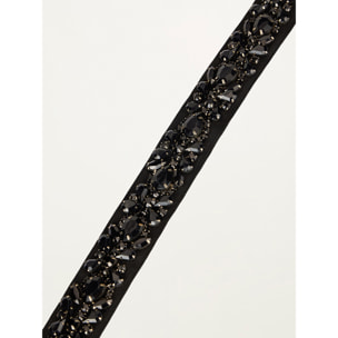 Oltre - Grosgrain belt with stones - Negro