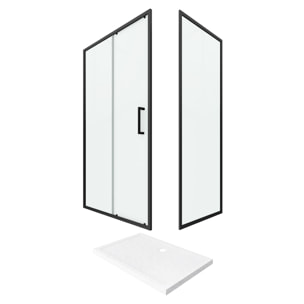 PACK PAROI PORTE DE DOUCHE + PAROI RETOUR + RECEVEUR A POSER - 120x80 COULISSANTE -CRUSH MOON 120x80