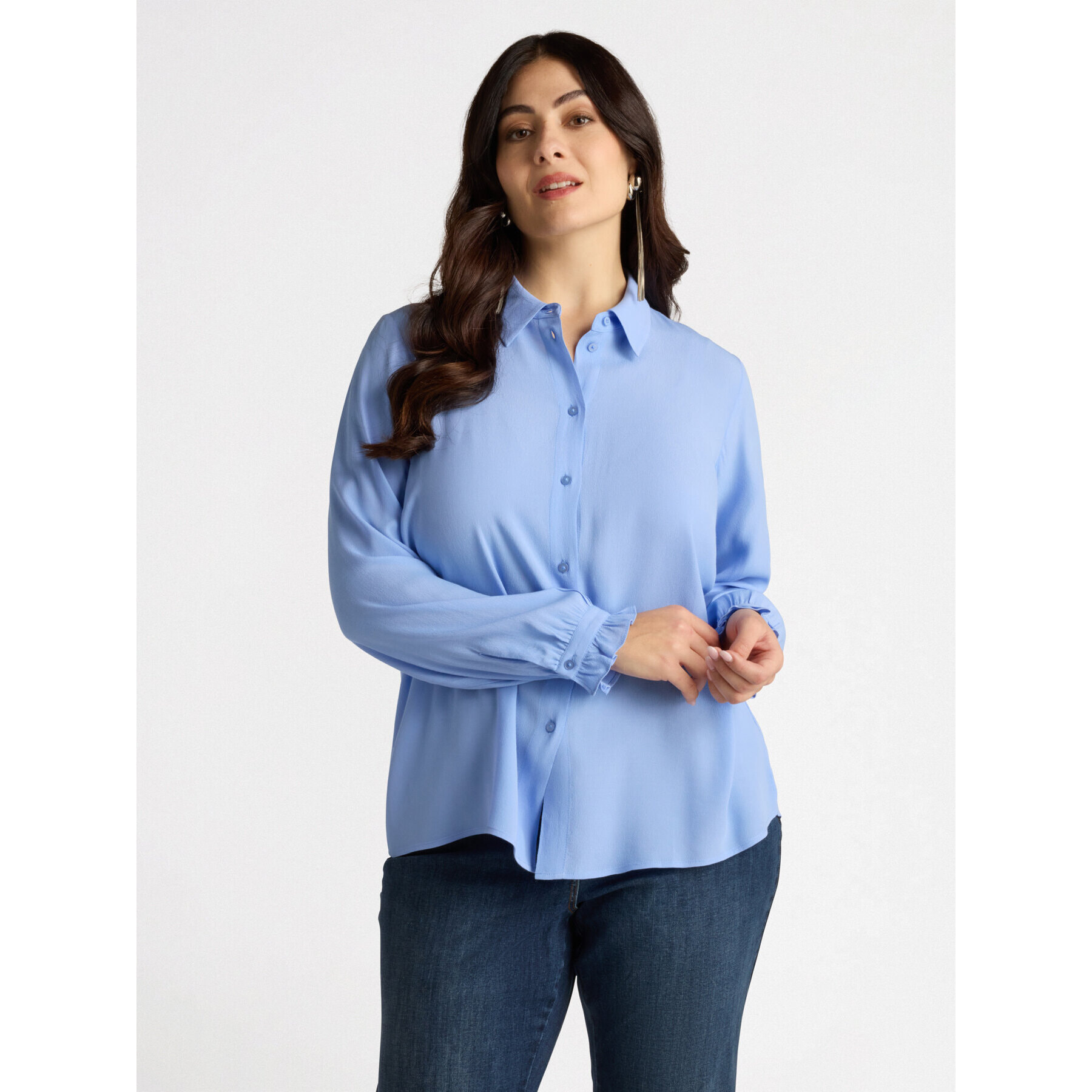 Fiorella Rubino - Camicia con viscosa LENZING™ ECOVERO™ - Azzurro
