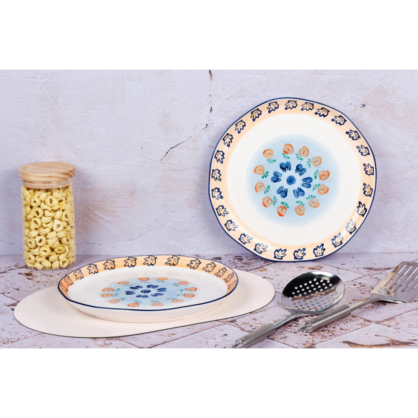 Plateau de service NAPOLI Ø30cm - 2 pièces - Agrume