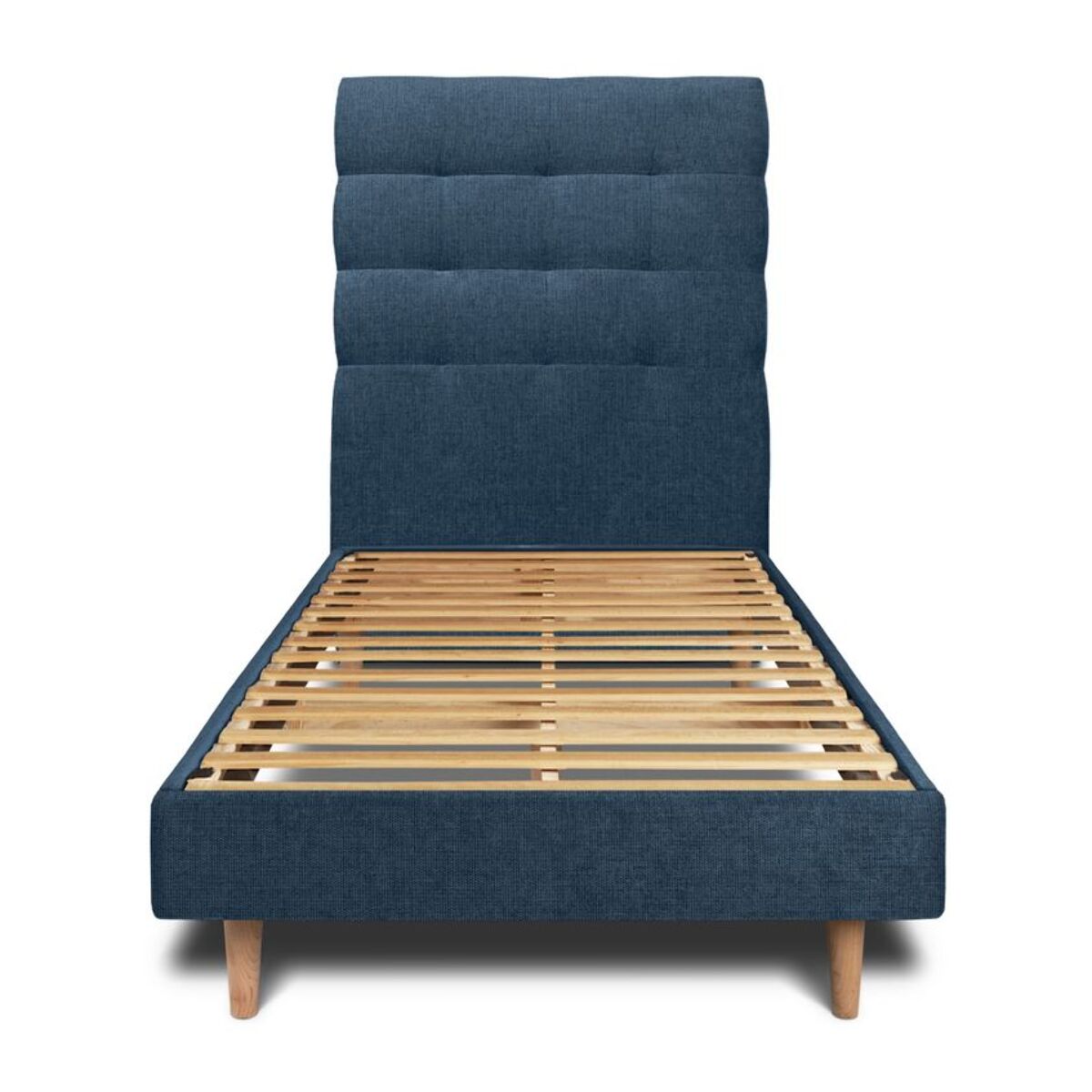 Lit avec tête de lit capitonnée tissu et sommier kit Ep14