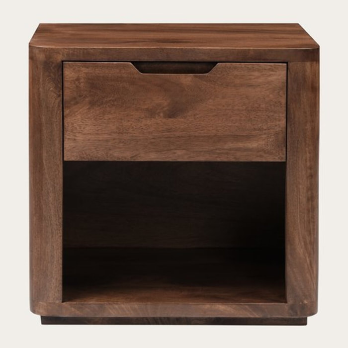 Table de chevet Syra -bois massif de mangue-couleur noyer 50 x 50 x 40 cm
